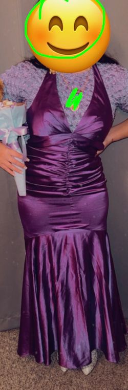 Silk purple dress size 10/12 women   Adjustable up to 14 ￼