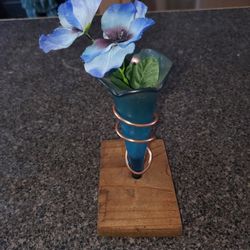 Frosted Blue Car Vases 1960s With Handmade Holders