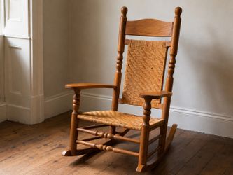 Vintage Rex Furniture Solid Wood Oversized Cane Rocking Chair – Wide Seat