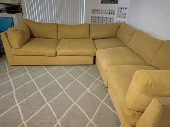 Mustard Yellow Fabric Sectional Sofa