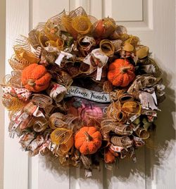 Custom Fall Welcome Friends Door Wreath