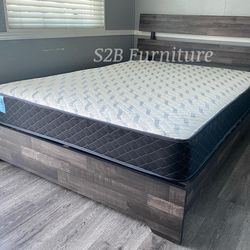 Queenn size rustic platform with orthopedic mattress