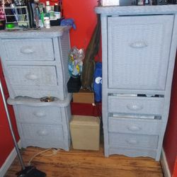 Modern Vintage Wooden Wicker Set 