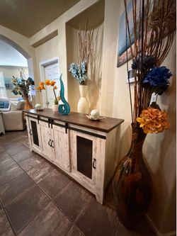 Farmhouse PUEBLO COLLECTION Sliding Barn Doors and two mesh doors Sideboard 70” inch long