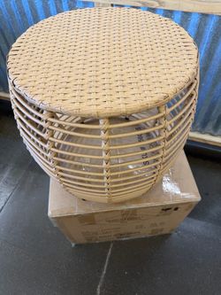 2 for $120 All Weather Wicker Open Weave Drum Side Table