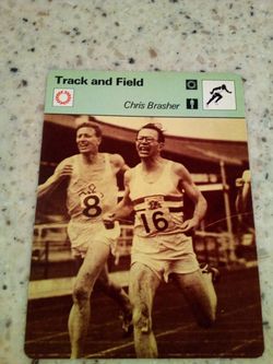 Vintage 1979 sportscaster track and field/ Chris brasher/ who can tell?/ Olympic collector card # 70-18