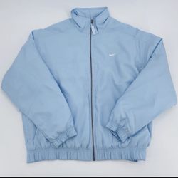 Nike Lab Solo Swoosh Satin Men’s Bomber Jacket DN1266-441 Sky Blue 2XL $195