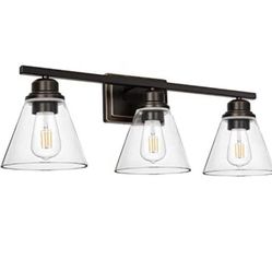 3-Light Bathroom Light, Oil Rubbed Bronze Vanity Light Fixtures, Bathroom Wall Sconce Lighting with Clear Glass Shades, ETL Listed (Bulb not Included)