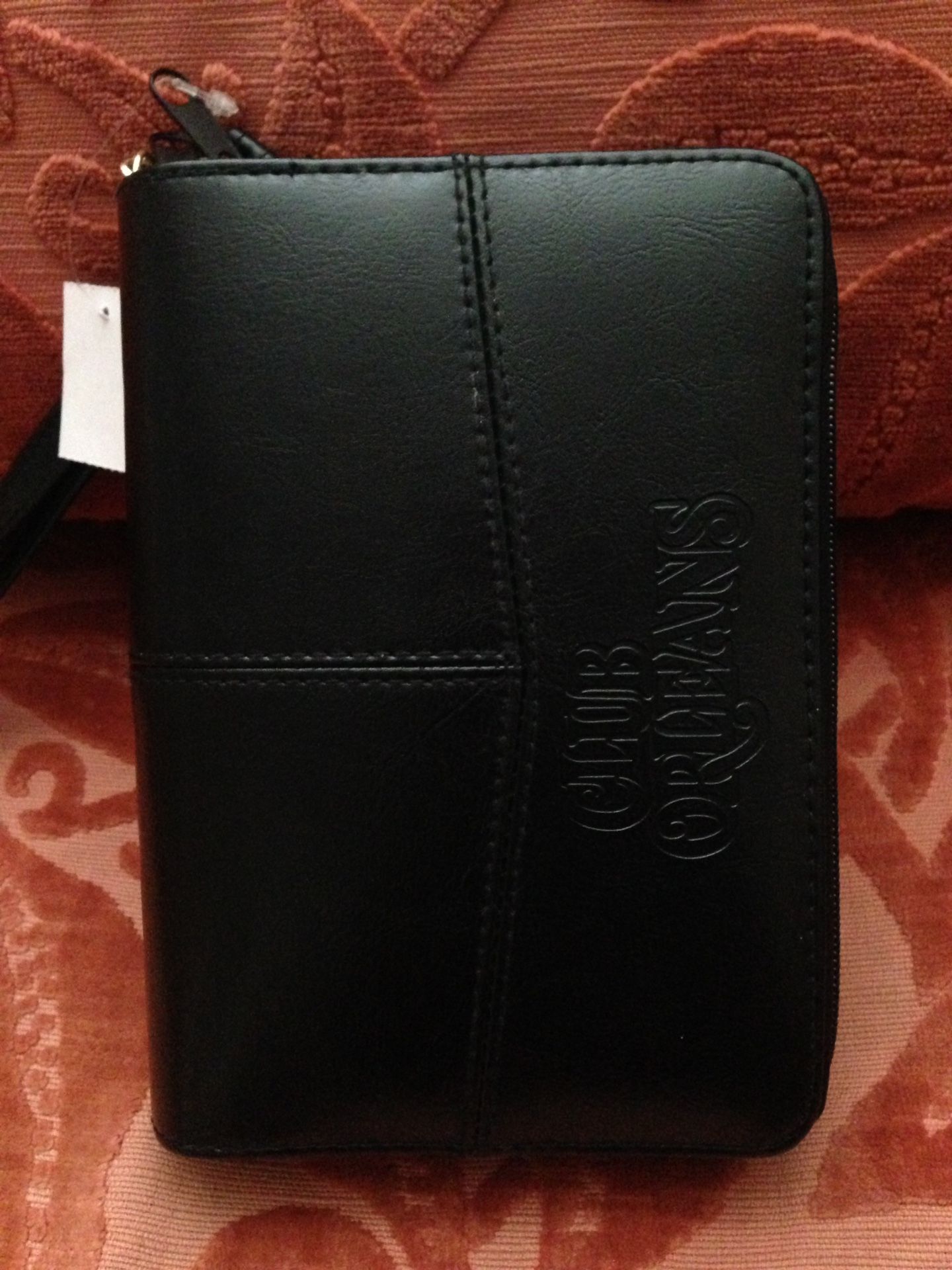 Leather padfolio with calculator/pen