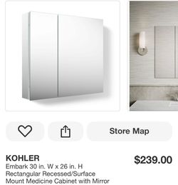 kohler medicine cabinet whit mirror 30 inx26