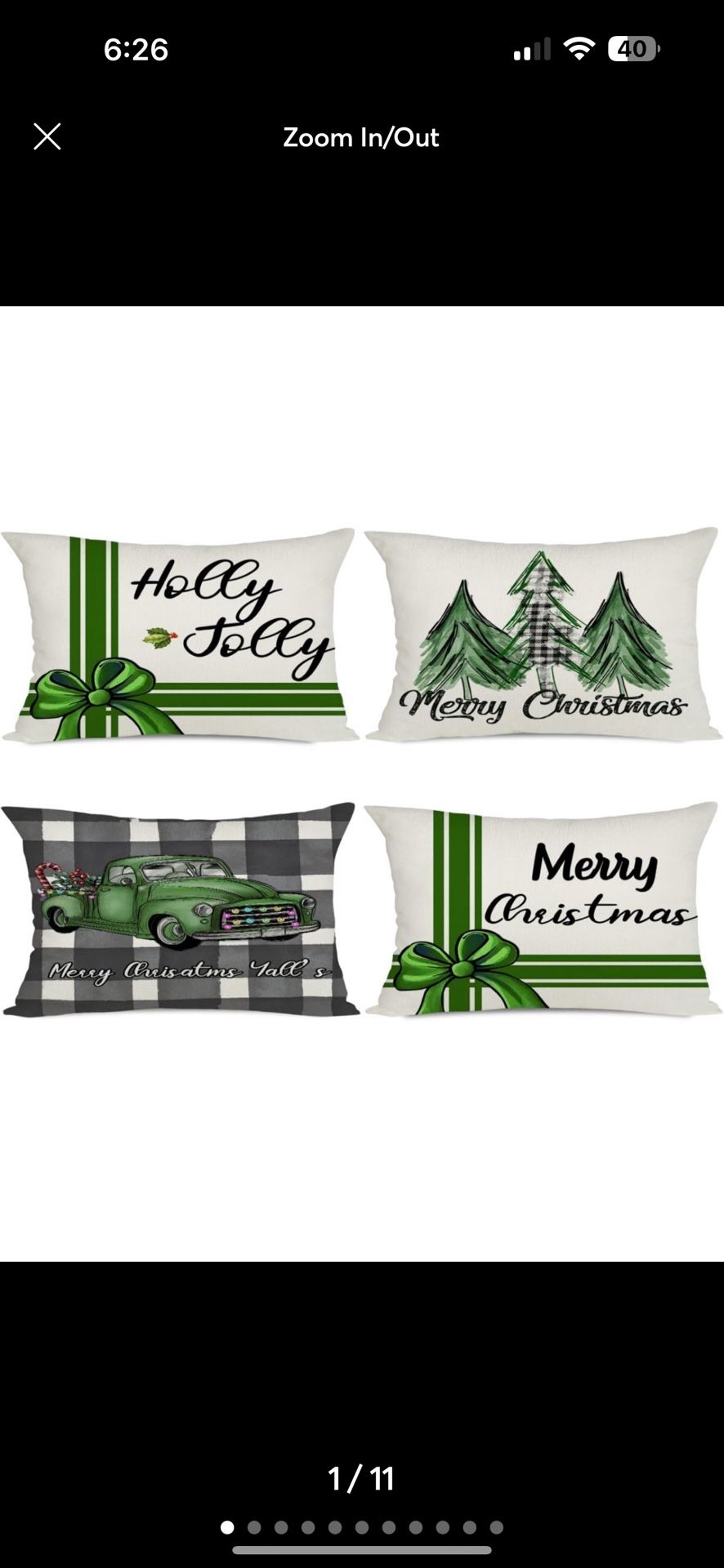 12x20 Green Christmas Pillow Covers