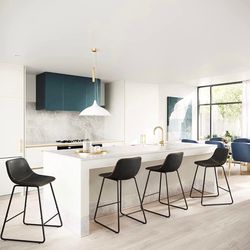 Indoor/Outdoor Black Industrial Faux Leather Bar Stools Set of 4