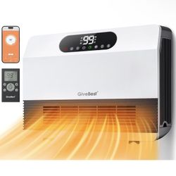 GiveBest Electric Wall Heater, Indoor Space Heaters, 1500W Smart Heater with Adjustable Thermostat, Remote Control, Works with Alexa,