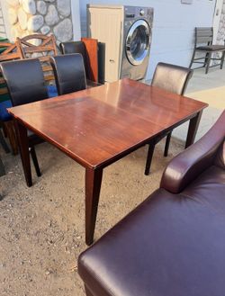 Solid Wood Leaf Table with 4 Chairs