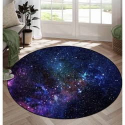 5Ft Round Galaxy Soft Area Rug