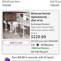 4 White Bar Stools 