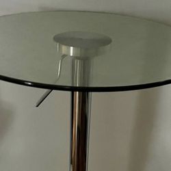 Adjustable Round Glass Table With Bar Stool 