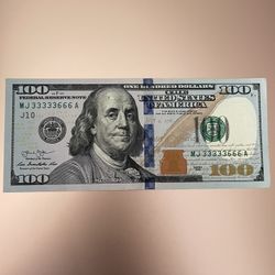 (2013) $100 Bill Rare Serial Number