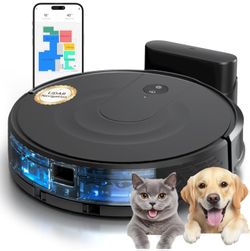 Robot Vacuum and Mop Combo, 9000Pa Robotic Vacuum Cleaner with Smart LiDAR Navigation, Ultra-Slim, App & Voice Control, Ideal for Pet Hair, Carpets, H