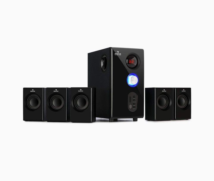 AUNA Areal 520- 5.1 Surround Sound System - 75 Watts RMS, One-Side Subwoofer, Bluetooth Stereo System, Balanced Sound Concept, Wireless Surround Sound
