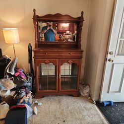 Wood/glass Mirrored Cabinet