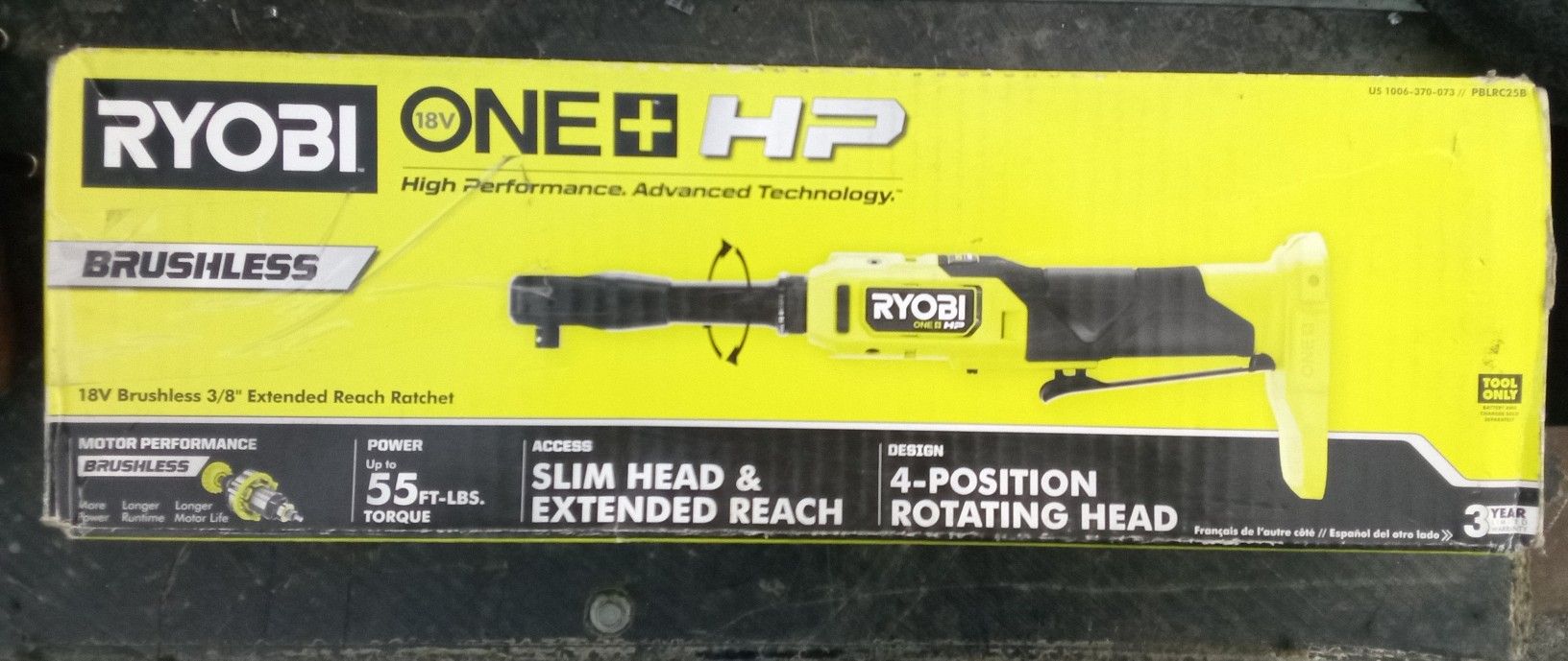 Ryobi ONE + HP Brushless 18v 3/8" Extended Reach Ratchet