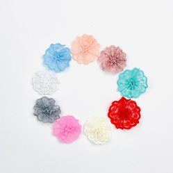 flower ruffle lace , fabric flower for headband