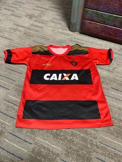 Vintage Sport Recife 1987 CAIXA Red Black Football Jersey Shirt Boy Youth Size M