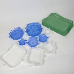 12-Pc. Reusable Food Cover Stretchable Silicone Bowl Wraps Food Savers