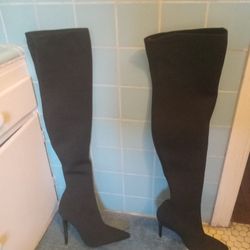 Kendall And Kylie Black Over The Knees High Heel Boots
