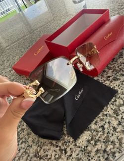 Cartier Rimless Sunglasses with Gold Hardware