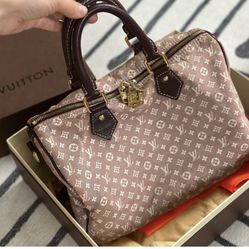 Louis Vuitton Burgundy Monogram Mini Lin Canvas Speedy 30 Bandouliere