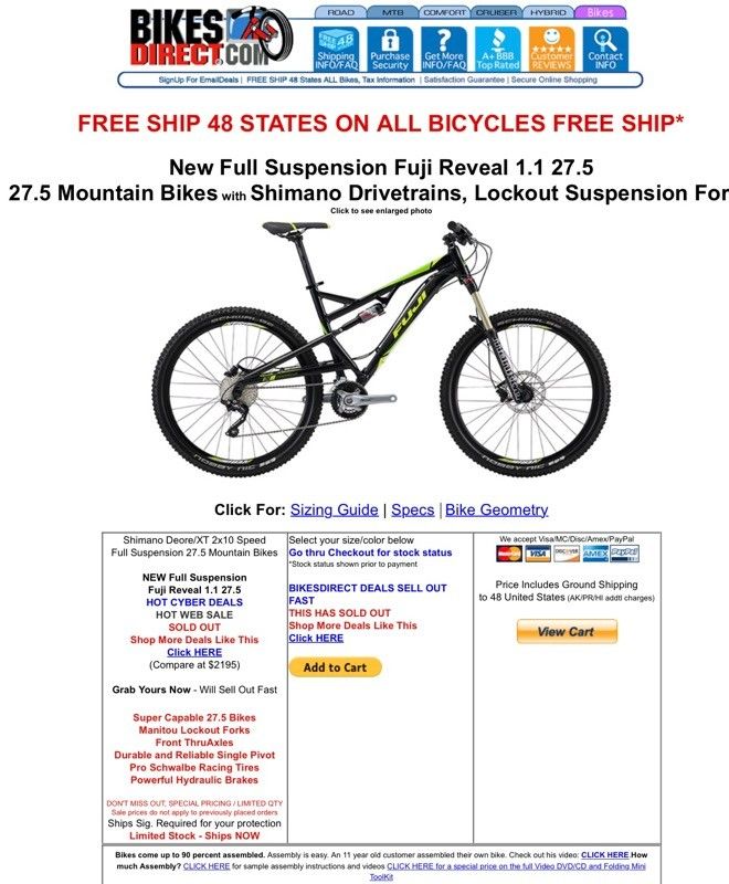 Black FUJI Mountain Bike With Full Suspension And Shimano Drivetrains 