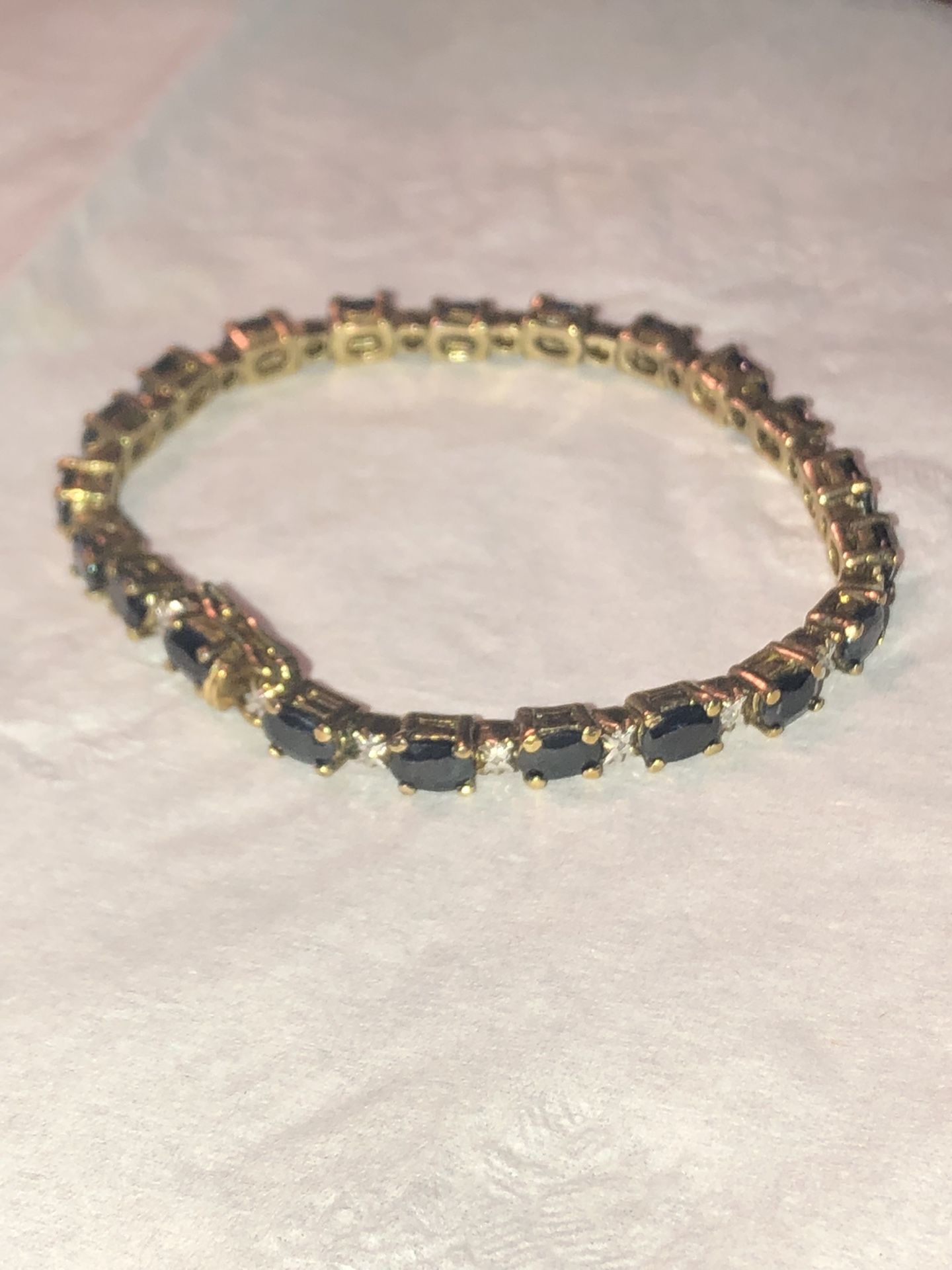 Zales Gold Sapphire And Diamond Tennis Bracelet