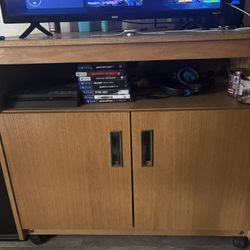 Wooden Entertainment And Desk Set