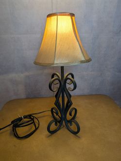 Wrought Iron Scroll Table Lamp Vintage Spanish Revival Rustic Light