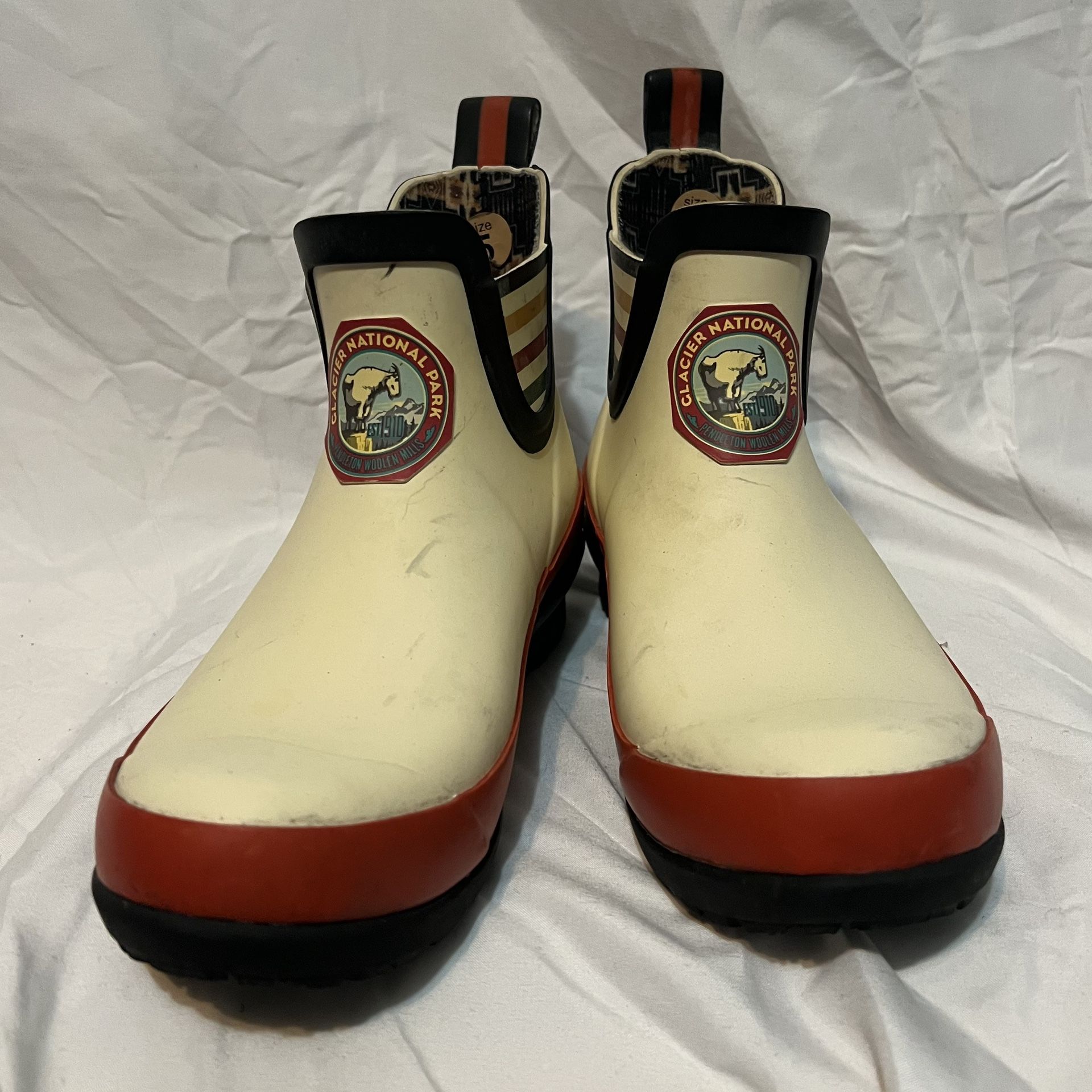 Pendleton Glacier National Park Rubber Chelsea Rain Boot Hudson Bay Stripe Sz 5