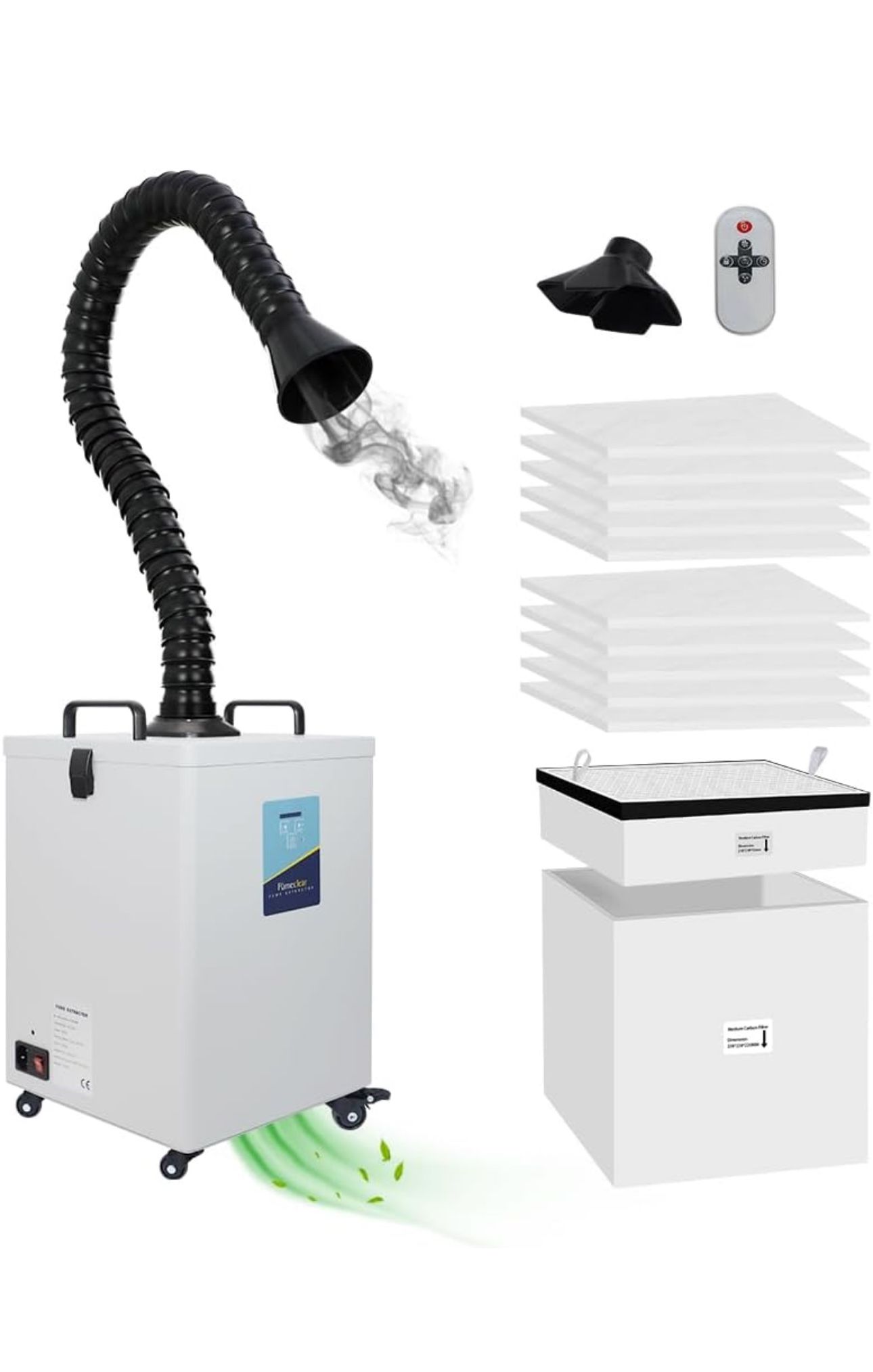 FumeClear FC-2002 Solder Fume Extractor for S1, D1 Pro 10W to 20W Laser Engraver, 260m³/h Strong Suction, Low-Noise with 12 Filters Laser Fume