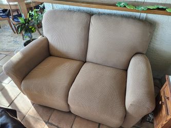 Power Reclining Love Seat Pictured With Slip Cover