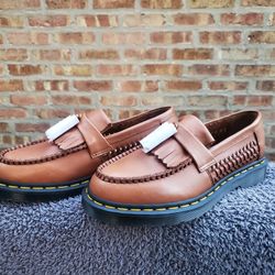 Dr Martens Adrian Woven Leather Tassel Loafers Unisex Women 8 Men 7 British Leather NEW 