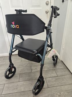 NOVA Star 8 Foldable Rollator Walker for Seniors, Wide Padded Backrest with Seat