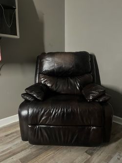 Real leather rocking recliner