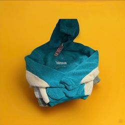 Pokémon Snorlax Teal Fleece Hoodie 1/4 Zip Embroidered Men's Long Sleeve