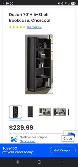 Pristine Charcoal Bookshelf
