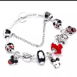 Mickey And Minnie Mouse Charm Bracelet 
