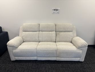 Fabric Electric Recliner Three-Seater With Cup Holder