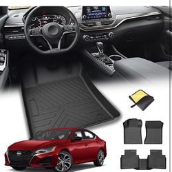 Car Floor Mats for Nissan Altima 2019-2024 2025 Accessories,TPE All Weather Protection Floor Mats,Custom Fit 1st&2nd Row Car Floor Liners Set, Heavy D