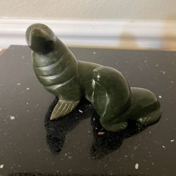 Pair Green Marble Seal Sea Lion 2.5”& 3”
