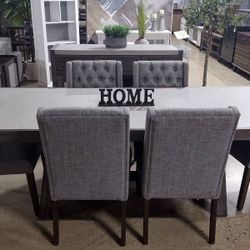 8 Pc Gray Dining Set With Matching Buffet (New)