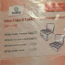 Woffit Wine Glass Storage - Set of 2 Quilted Packing Containers for Mugs & Glassware - Stemware
